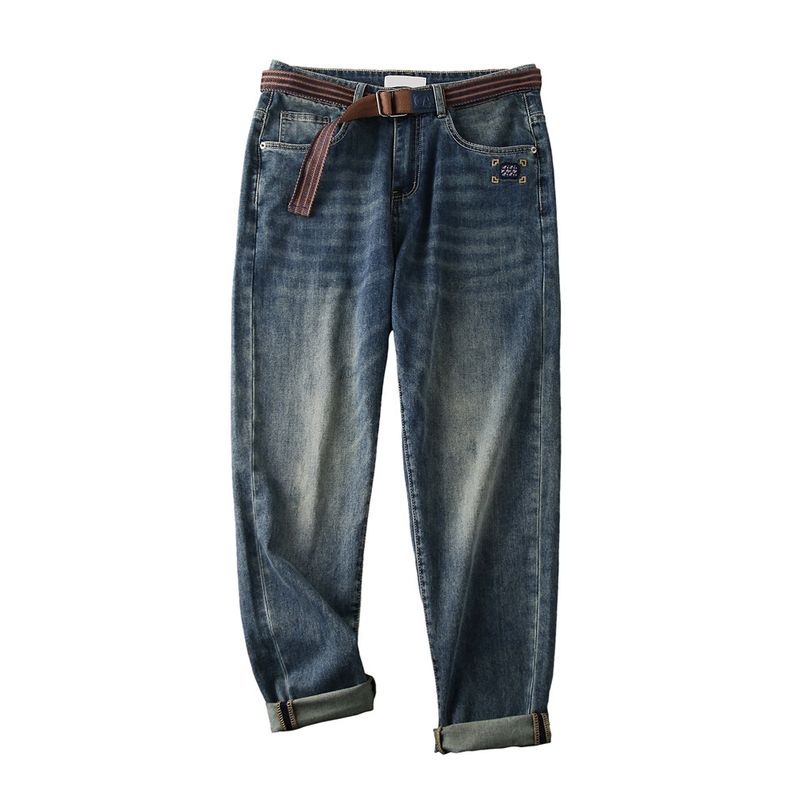 Тяжелый Хороший Товар Стандартный Ремень Излишки Заказа Внешней Торговли Мужские Четыре Сезона Повседневные Эластичные Прямые Зауженные Джинсы Брюки