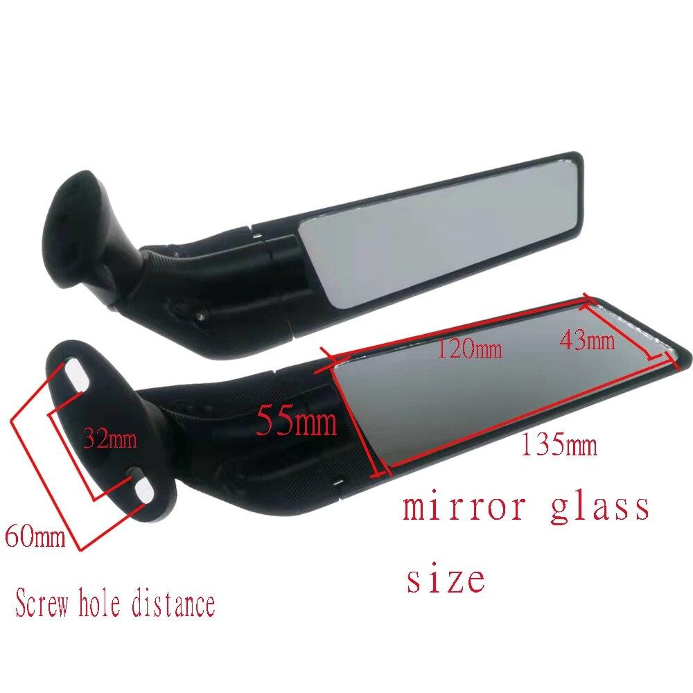 For Kawasaki ZX14R ZX12R ZZR600 ZZR1200 ZZR1400 Motorcycle Wind Wing Sports Car Rotating Large Field of View Rearview Mirror