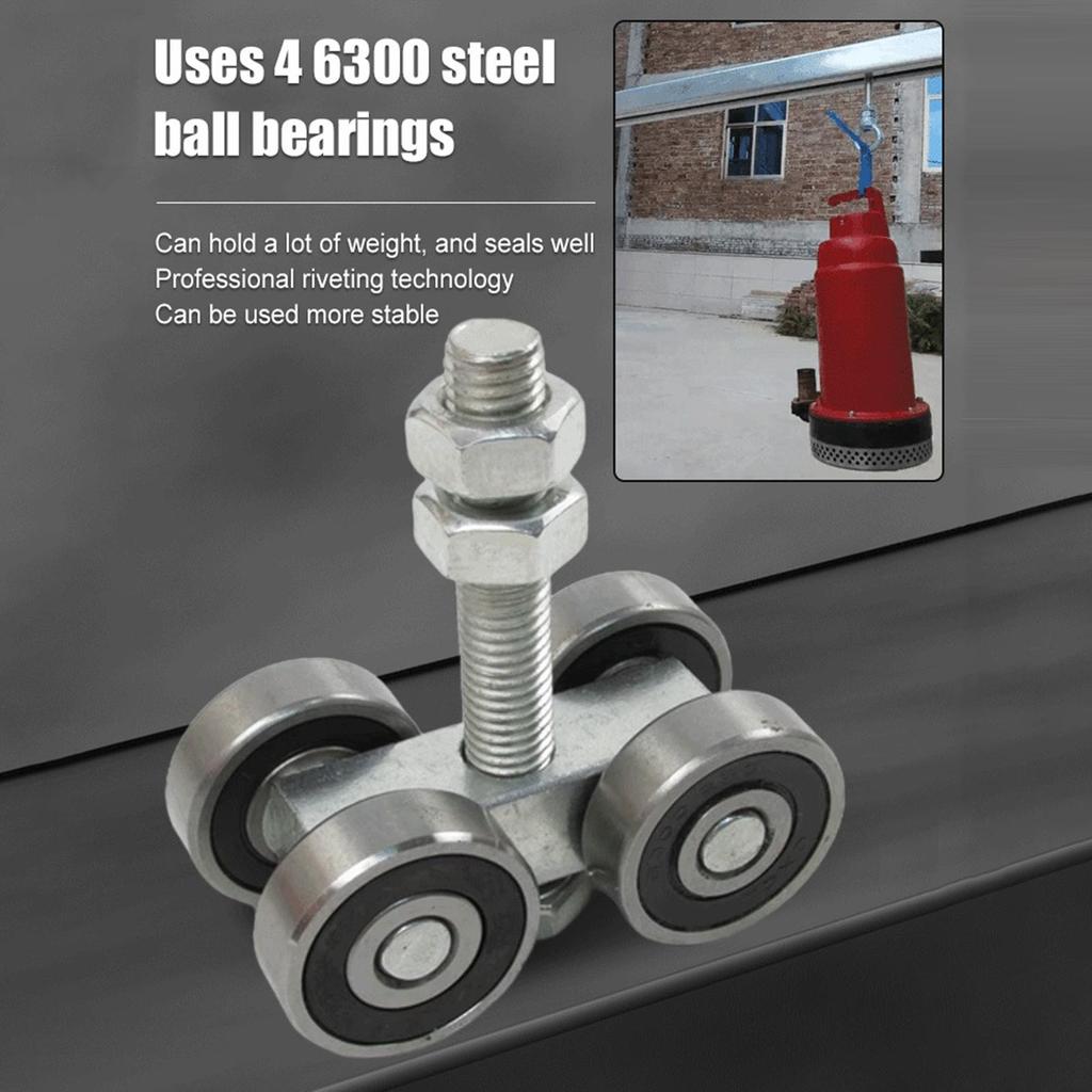 Подвесное скользящее колесо для трека Ролики для амбарной двери 4-колесная тележка Ролик Сверхпрочная подвеска для раздвижной двери Инструмент для экономии труда