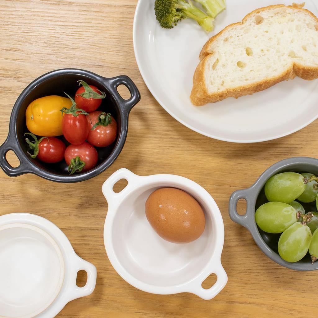 Kamoshika Douguten Mini Set of with Banko Made In Japan Cocotte, Heat-Resistant, Ceramic, 2, Lid, Ware, (White)