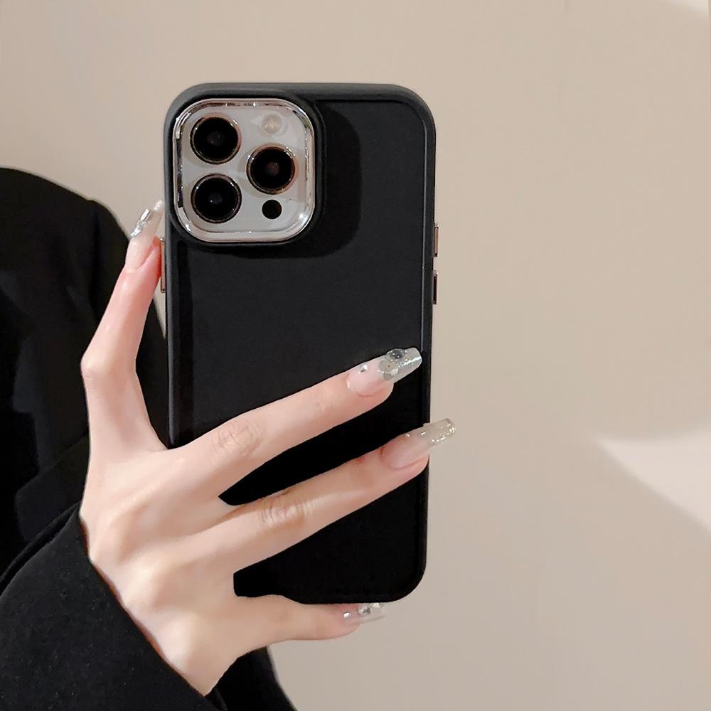 Electroplated Lens for IPhone16 for 17promax for Apple Phone Case 14 Silicone 11 Simple Solid Color