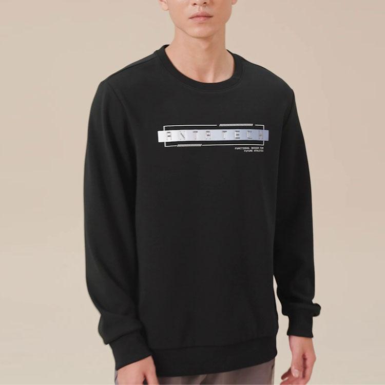 Anta Толстовка мужская флисовая с круглым вырезом Training Series Letter, базовая, черная 152347710-4