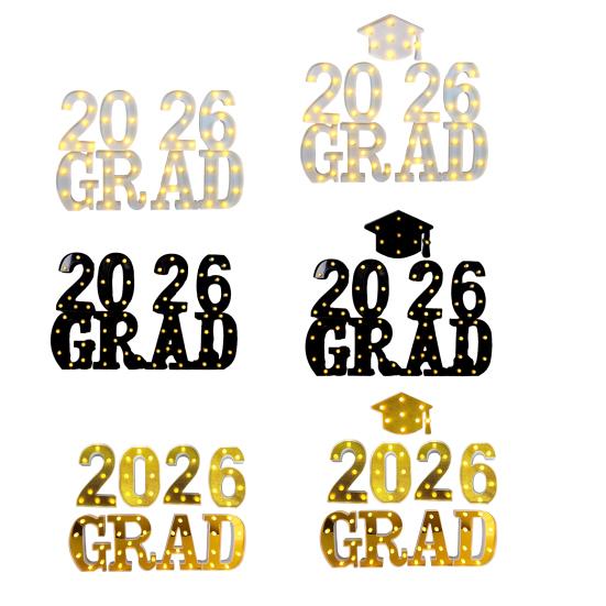 8/9Pcs 2026 Grad Light-up Letter Sign LED Marquee Letter Light Battery Powered Kindergarten High School College Graduation Party Decor