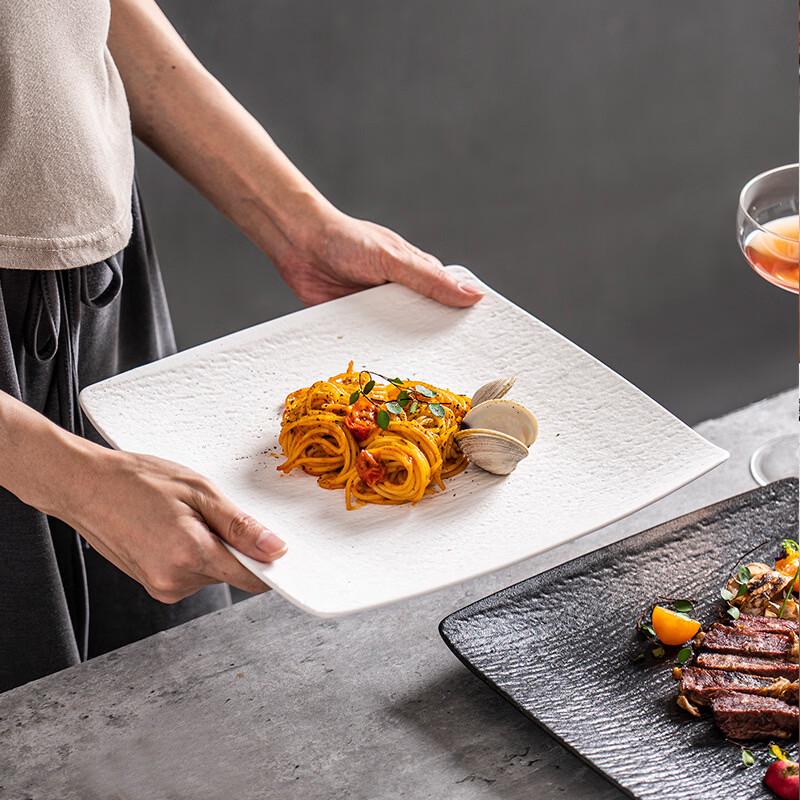 Nordic Ceramic Stone Texture Square Dinner Plate