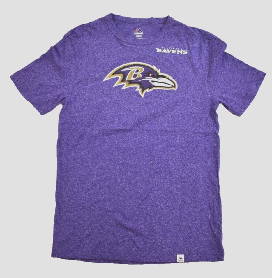 Majestic Mens NFL Baltimore Ravens Football Heather Purple Shirt New Small