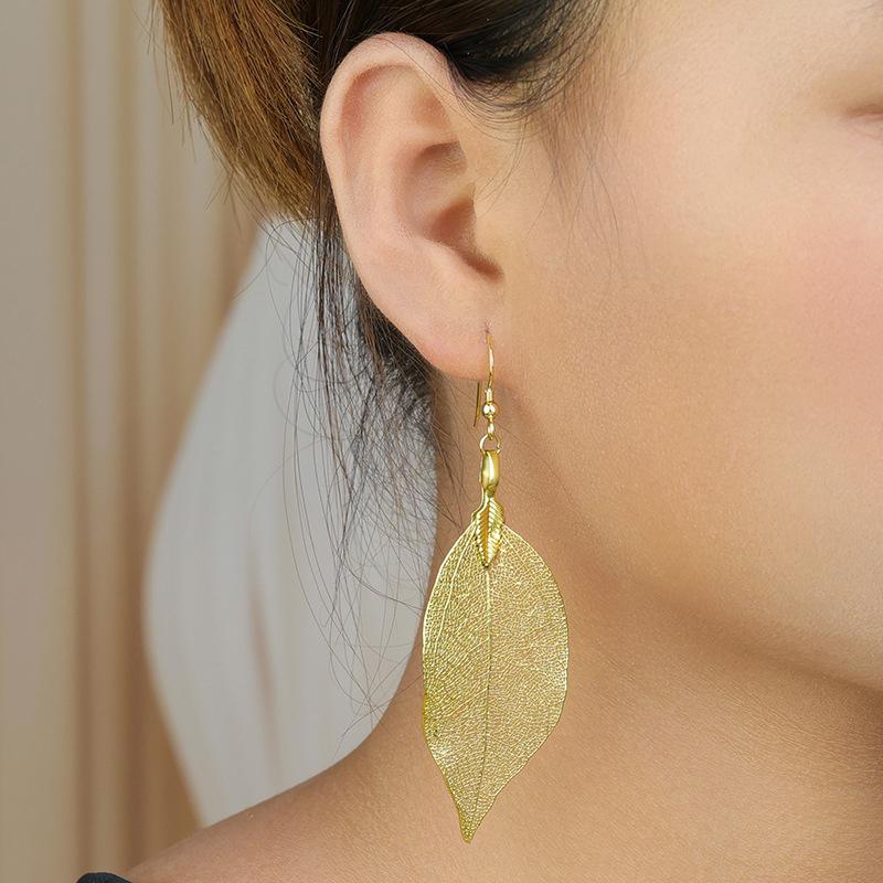 LOVBEAFAS Натуральные Серьги из Настоящих Листьев Для Женщин Девушек Легкие Филигранные Уникальные Вечнозеленые Покрытые Натуральные Серьги Ювелирные Изделия Подарок