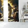 Jesus Painting Printed Curtain, Polyester Semi-transparent 2pcs Curtain -, Suitable for Living Room Decoration, Home Decoration