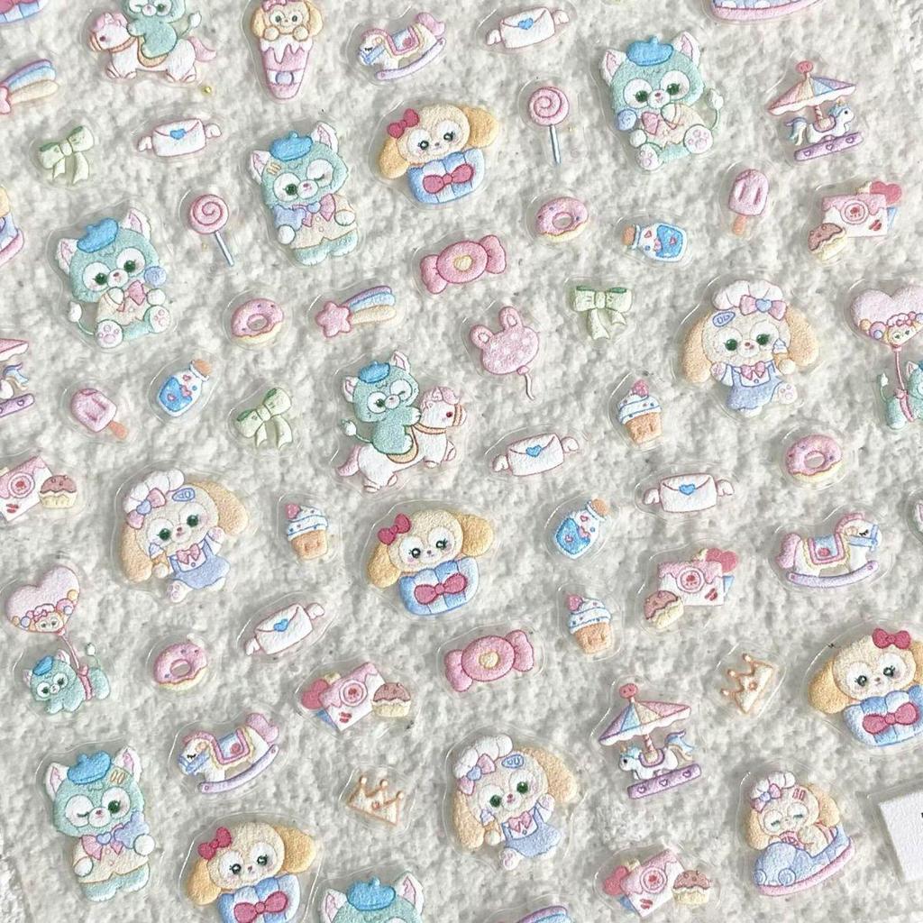 3D Cartoon Cute Lina Nail Stickers for Kids: DIY Embossed Decals for Phones, Journals, and Water Cups