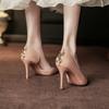 Temperament высокие каблуки женские туфли высокого класса весна и осень тонкие каблуки остроносые туфли