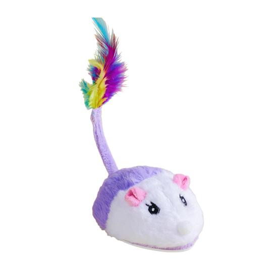 Электрическая мышь, игрушка для кошек, USB-перезаряжаемая интерактивная игрушка для котят с перьевым хвостом, автоматическая движущаяся плюшевая игрушка