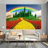 1 large "The Wizard of Oz" jade castle and brick road background - bright floral rainbow polyester photography background