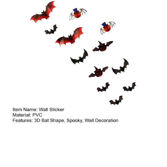 Bat Sticker PVC Spooky Living Room Bedroom Background Wall Decoration Flying Pumpkin Decal Party