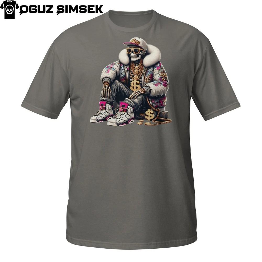 Футболка Gangsta Skeleton – Уличная футболка с черепом и золотыми цепями