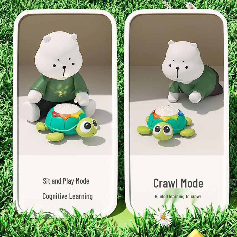 Multifunctional Baby Toy: Crawling Turtle with Lights, Music, & Soothing Projection for Educational Early Learning