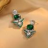 Французские легкие роскошные серьги-гвоздики изумруды высокого класса в ретро-стиле в преувеличенном китайском стиле для простого ужина