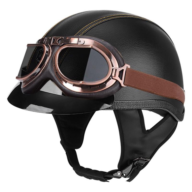 3C Certified Retro Half Helmet Scooter Motorcycle Riders Unisex All Season ABS Safety With Visor Options