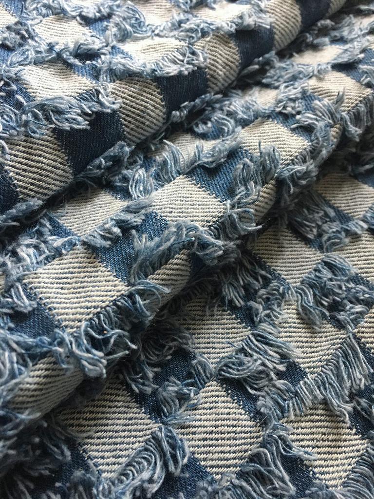 Джинсовая бахрома Дизайн Джинсовая ручная работа Джинсовая тонкая Хлопковая джинсовая ткань Лоскуты 2 блока ткани, Обрезки, Ткань, (Набор Проверка)