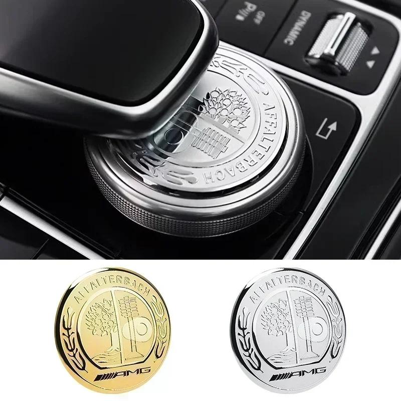 SUK3 1pcs 48mm Car Central Control Multimedia Button Cover Sticker For Mercedes Benz AMG class W205 W203 GLC GLK W206 W220 A180 W211