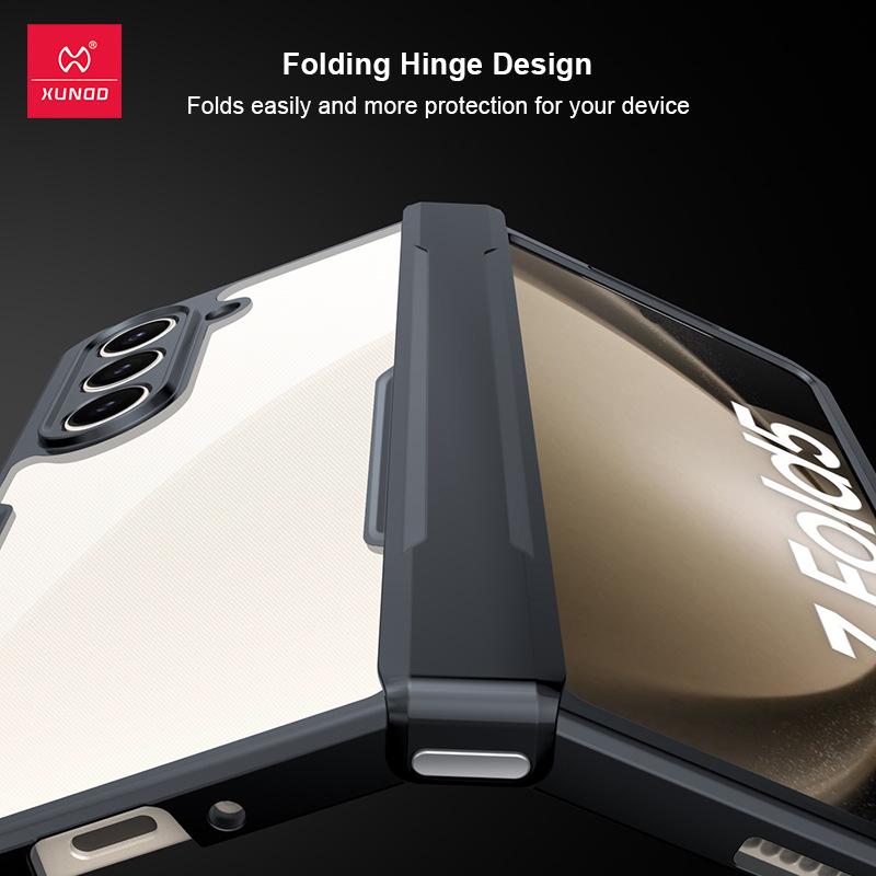 Противоударный чехол Xundi Z Fold7 для Samsung Galaxy 6 - Прозрачная стеклянная складная крышка