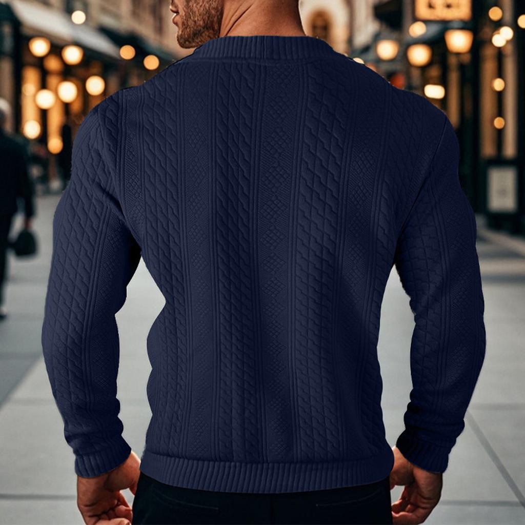 Men'S Solid Color Fashionable Cardigan Buckle Knit Casual Jacket