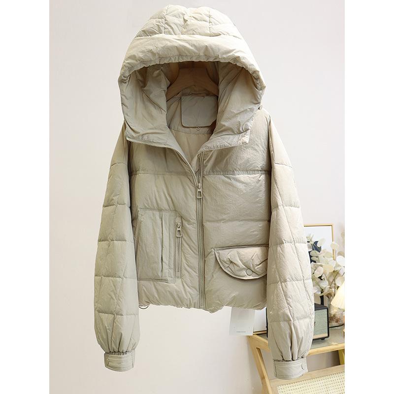 FASHION Пуховик женский короткий 2024 Новый белый утиный пух модный свободный универсальный с капюшоном теплая куртка трендовая одежда