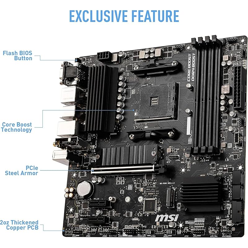 Материнская плата MSI B550M PRO-VDH WIFI Ryzen серии 5000 (АМ4) совместимый радиатор M.2 с функцией Wi-Fi MicroATX [установлен AMD B550] MB5033