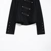 Womens Black Short Sweet Chic Coat With Half Turtleneck Single-Row Buttons Long Sleeve Outerwear
