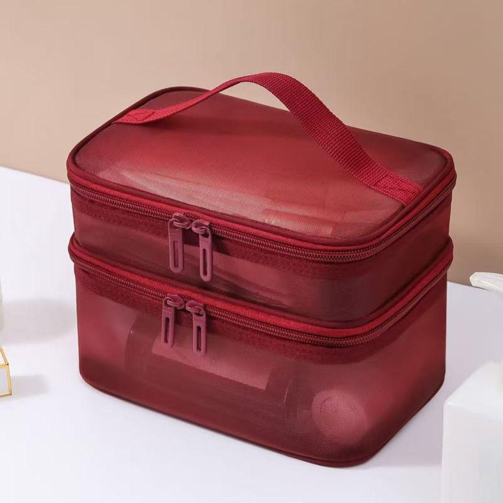 Transparent Mesh Travel Cosmetic Bag Large Capacity Storage Makeup Organizer Bag 2/3 layer Toiletry Bag Cosmetic Storage