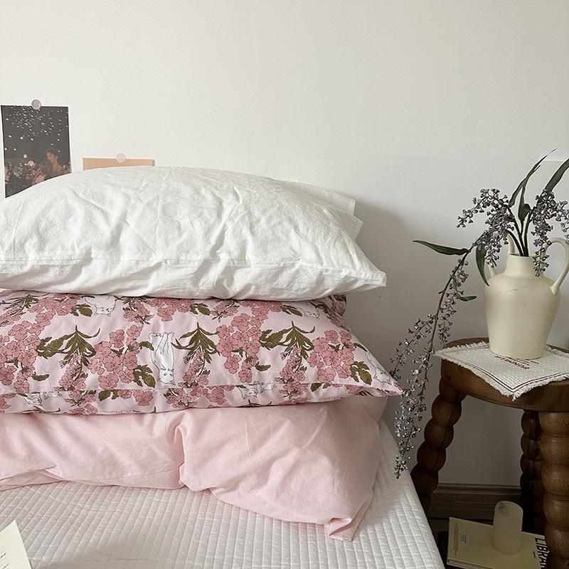 Наволочка из чистого хлопка в полоску, однотонная (Цельный кусок)