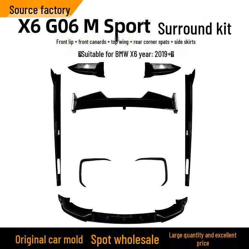Комплект для внешней модификации BMW X6 G06 Sport 2019+: Передний сплиттер, Дефлектор, Заднее антикрыло, Пороги.