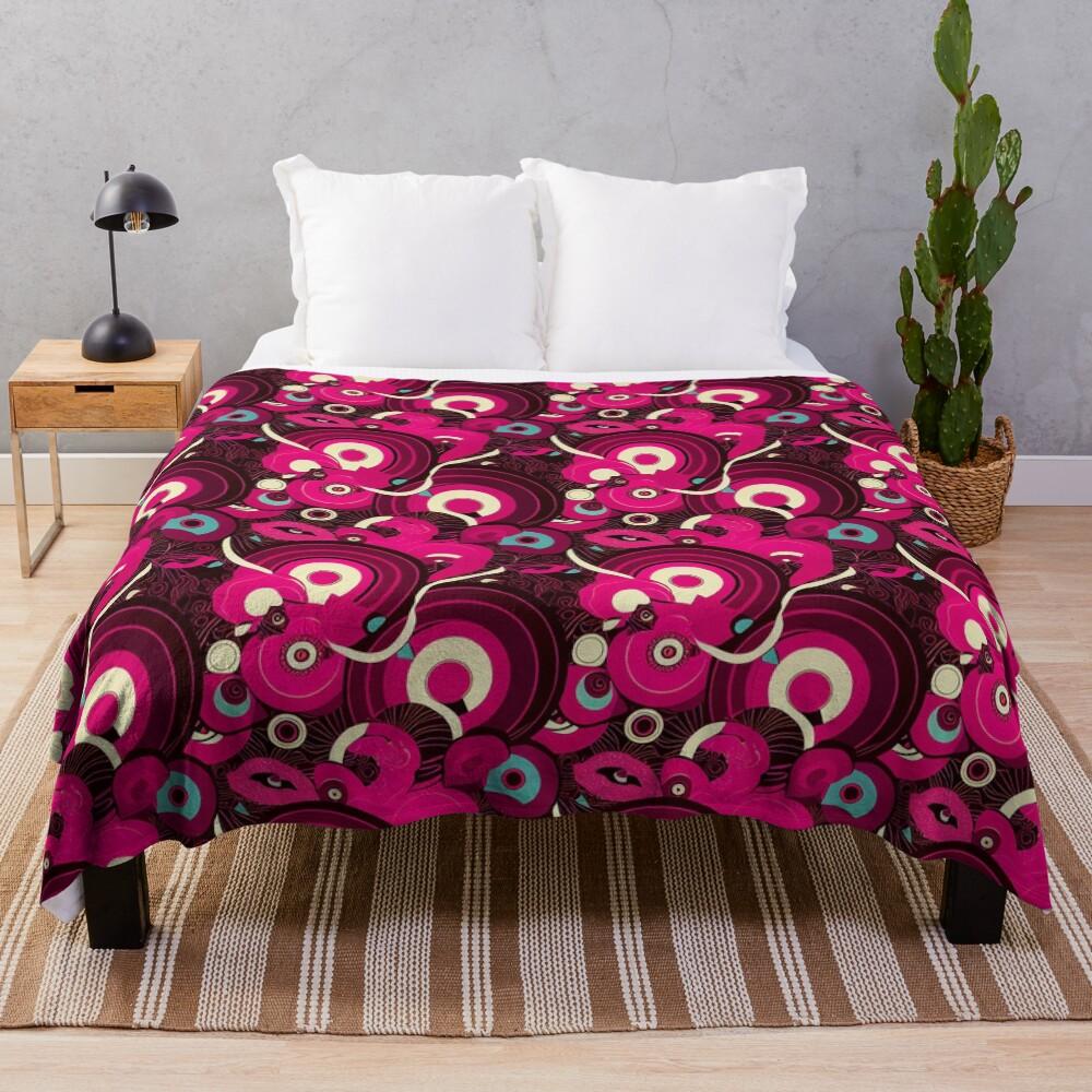 Retro Vinyl Records - Viva Magenta Throw Blanket