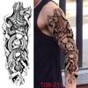 New 1 PC 480*170MM Super Large Compass Wolf Head Eye Fake Lion God Feather  Temporary Tattoo Sleeves For Men Women Tattoo Full Arm Tattoo Sticker