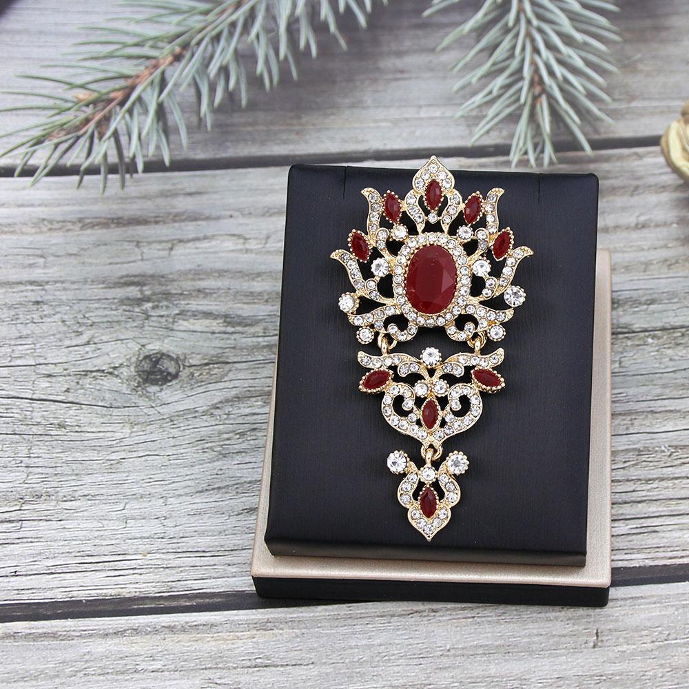 Women's Brooch Gold Crystal Jewelry Brown Brooch Bridal Dress Brooch