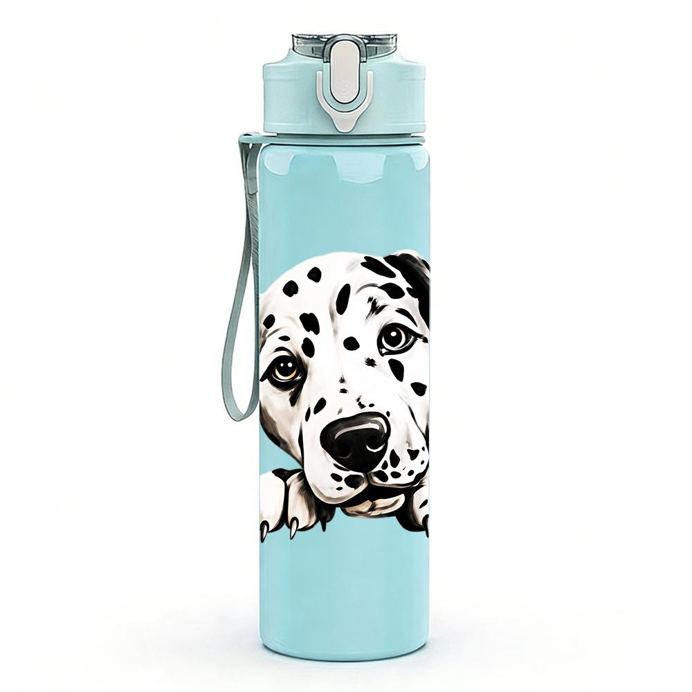 1PC Dalmatian Dog Portrait Graphic,750ml Color Plastic Sports Water Bottle,Leakproof Flip Straw Lid,Suitable for Sports Office Home Use