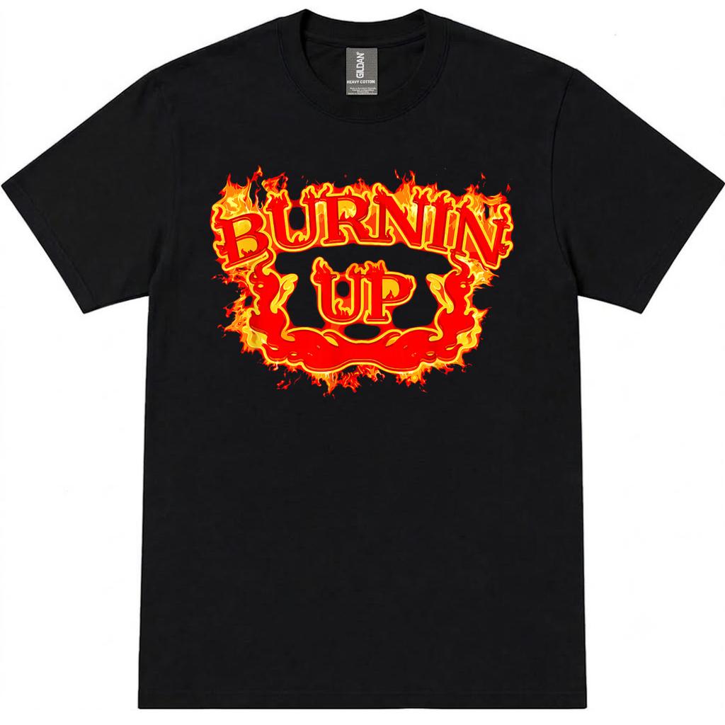 Футболка с винтажным принтом 'Burnin Up Flames'