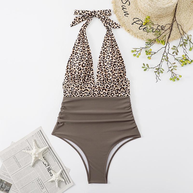 Женское бикини темно-синего цвета с глубоким v-образным вырезом на шее, цельный сексуальный купальник с открытой спиной на шнуровке, пляжный купальник для купания