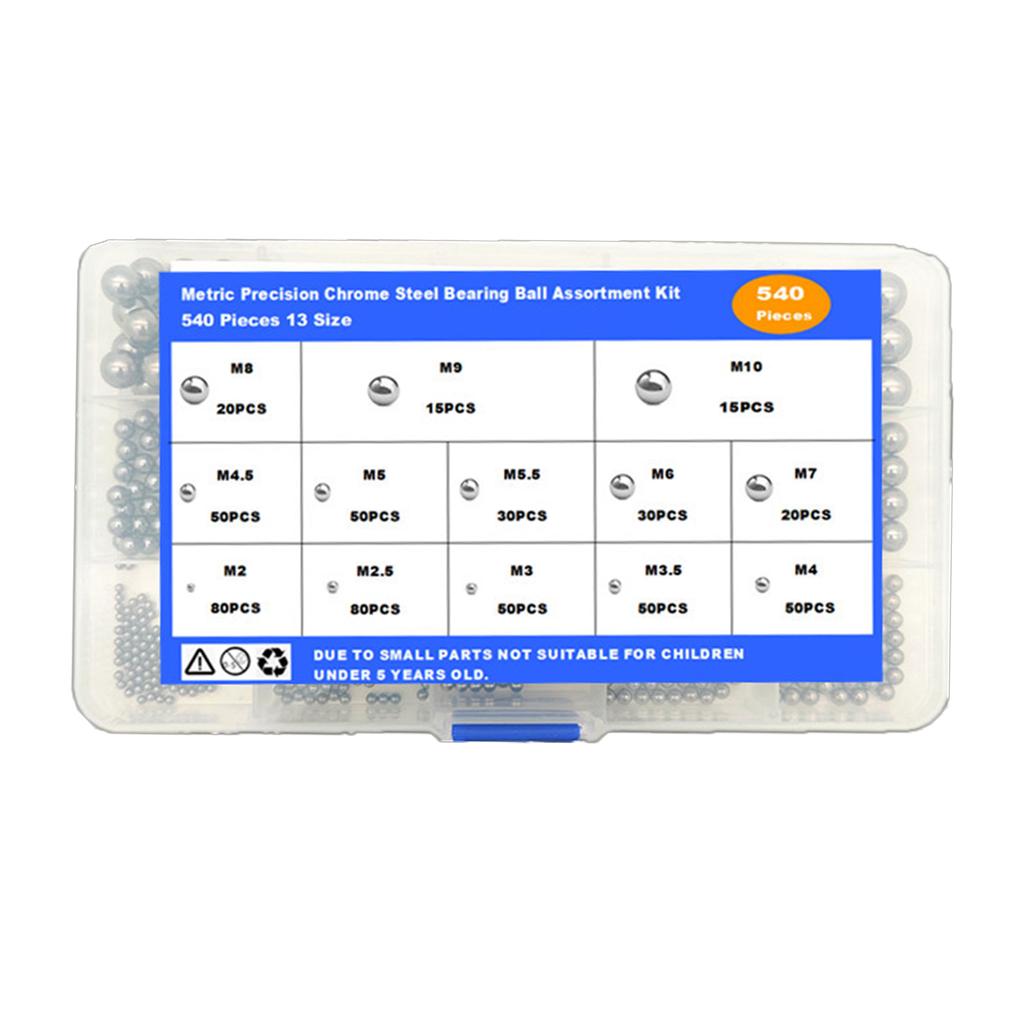 540pcs/set Upgraded Steel Bearing set Metal Bearing Collection set Precisions Steel Balls set for Multiple Uses