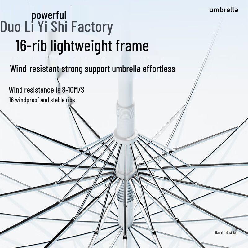 Стильный прозрачный зонт с 16 спицами для двоих - Длинная ручка, Большой размер для женщин, Одобренный инфлюенсерами японский дизайн