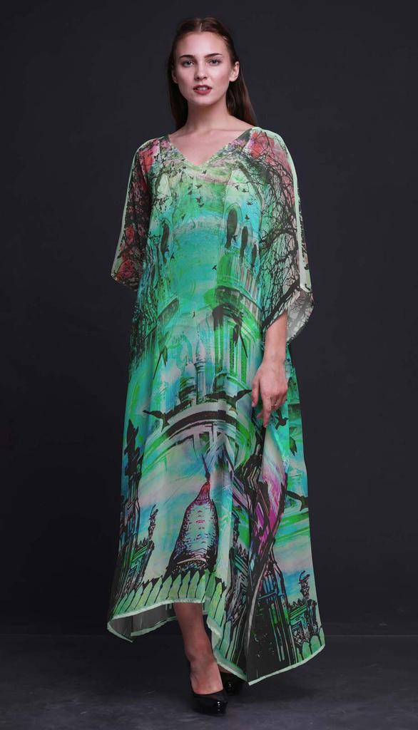 Phagun Mughal Monuments Beach Kaftan Bikini Cover up Womena s Maxi Dress Long