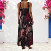 Women Plus Size Scoop Neck Strappy Sleeveless Printed A Line Maxi Dress