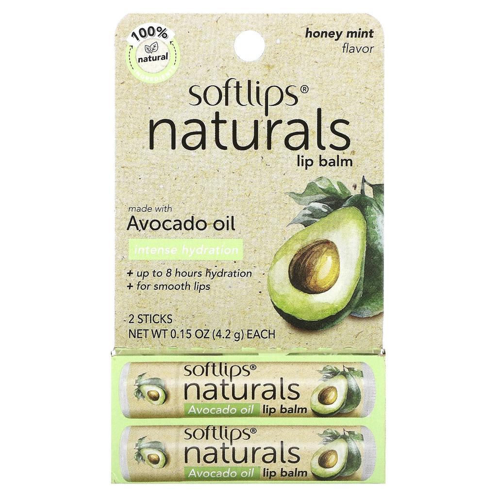 Softlips Натуральный бальзам для губ, медовая мята, 2 шт., 4,2 г (0,15 унции) каждый
