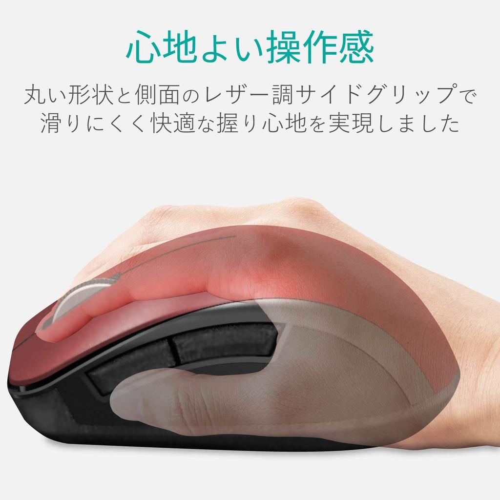 ELECOM Мышь Беспроводная Размер M 5 Кнопок с кнопками "Назад" и "Вперед" Бесшумная Красная (Приемник включен) (Кнопки с оборудованием) M-FBL01DBXSRD