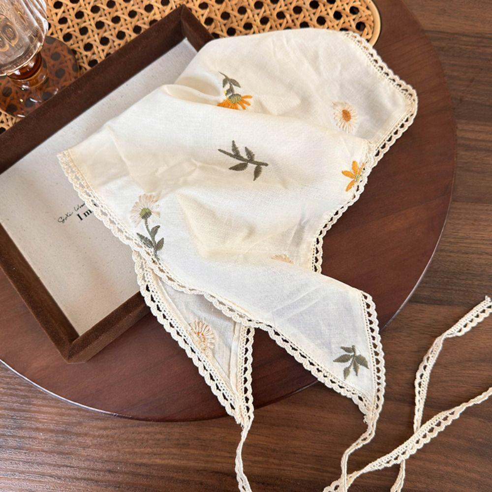 Wraps Embroidered Hair Scrunchie Turban Triangle Scarf Sweet Flower Triangle Bandana Party