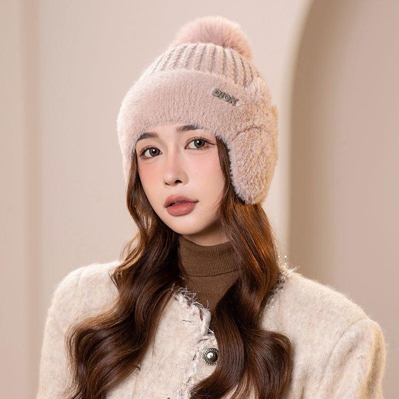 Autumn and winter plush baseball cap women's casual versatile cycling thermal ear cap outdoor pullover wool cap