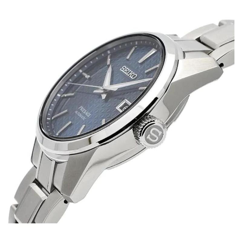 Seiko Серия Presage 100 метров водонепроницаемость Автоматические Стальной ремешок 39.3 мужские часы синий циферблат SARX077