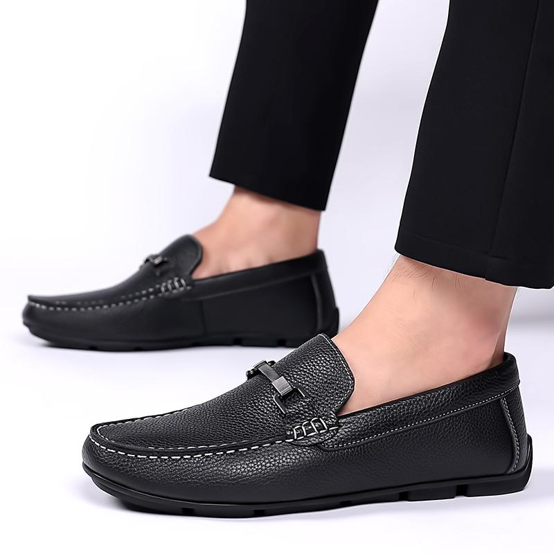 Мода 2024 года, повседневная обувь из натуральной кожи, итальянские мужские мокасины, дышащие мужские туфли для вождения, повседневная офисная официальная обувь