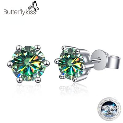 BagueRingen 1,0 карата D Цвет GRA Муассанит Алмаз Стерлингового Серебра 925 пробы Классические Серьги-гвоздики для Женщин Изящные Ювелирные Изделия Свадебные Подарки