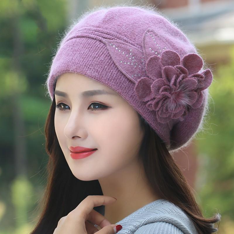 Женская осенне-зимняя утолщенная вязаная теплая шапка с подкладкой, элегантный и удобный берет для защиты ушей