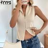 Women's Fashion Casual Summer Spring Solid Color Print Sleeveless Half Turtleneck Sweaters