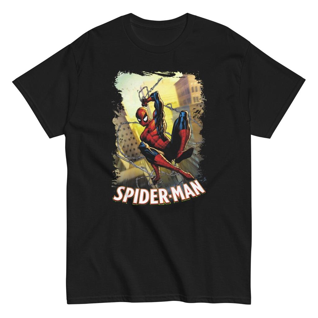 Spider Man Animated T Shirt Mens Licensed Marvel Comic Avengers Tee New Black